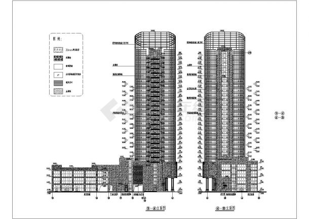 某地高层建筑玻璃幕墙立面布置设计图-图一