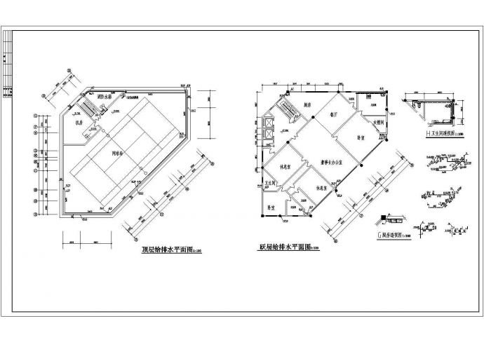 某7层综合楼给排水设计平面布置参考图_图1