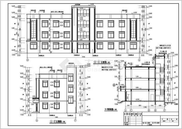 河南省某地三层砖混结构办公楼建筑设计施工图纸-图二