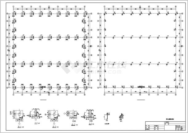 [施工图]某50m三联跨单层钢结构门式刚架厂房建筑结构设计图-图二