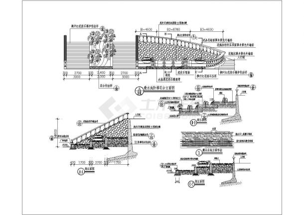 某叠水池阶梯花台的园林景观设计详图-图一