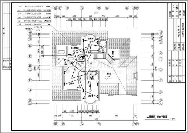 某412㎡地上两层花园别墅电气施工图纸（三级负荷)-图一