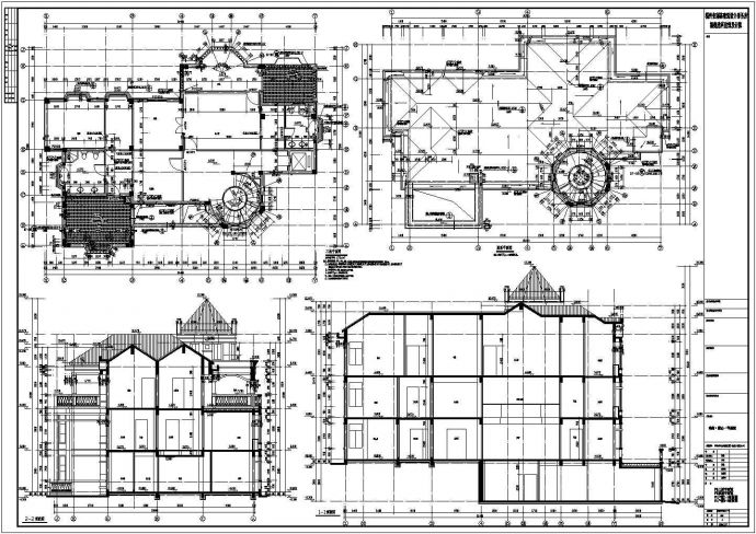 福州地区三层框架结构别墅建筑设计方案图纸_图1