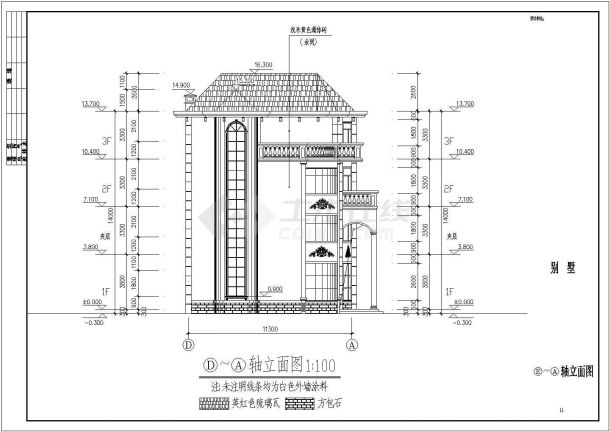 某4层框架结构独栋别墅建筑方案设计图纸-图二