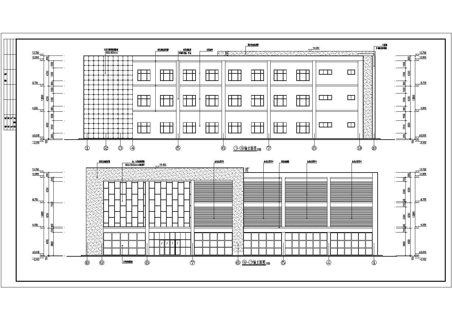 宁夏某3层钢结构售楼部建筑设计施工图纸