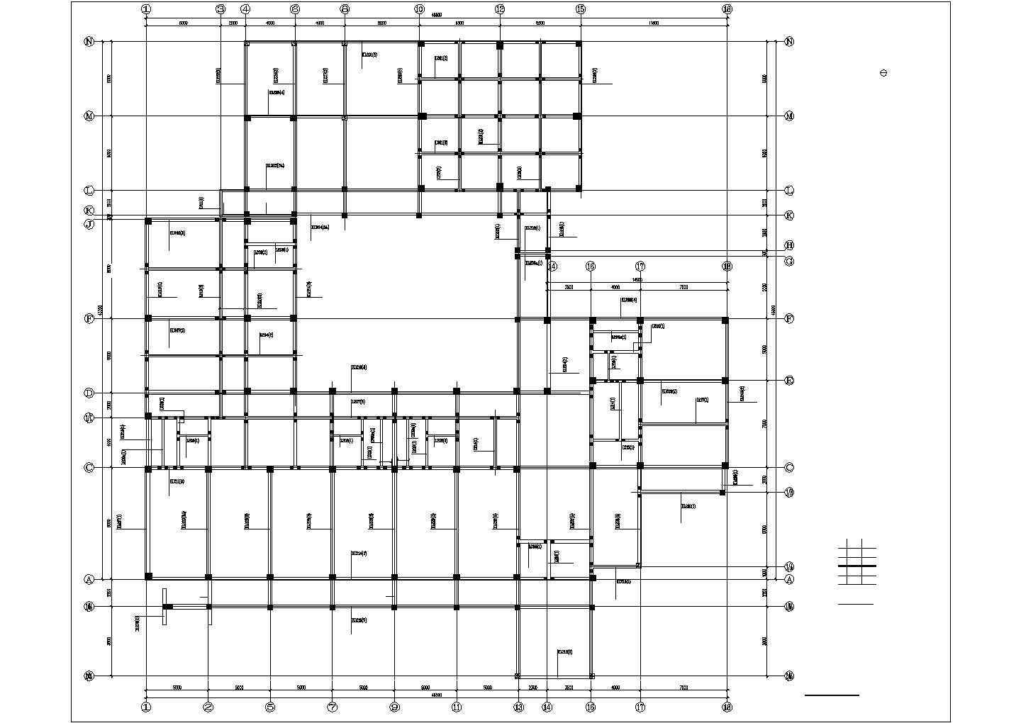 广东某四层框架住宅楼结构设计图（7度抗震）