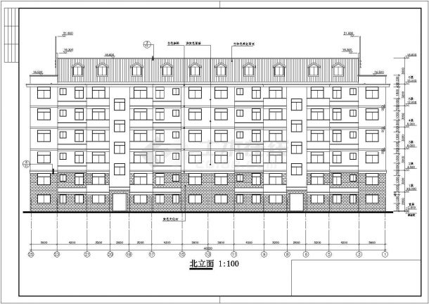 某地六层框架结构教师公寓建筑设计施工图纸-图二