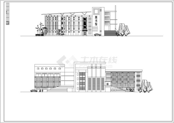 某地多层框架结构图书馆建筑方案设计-图二