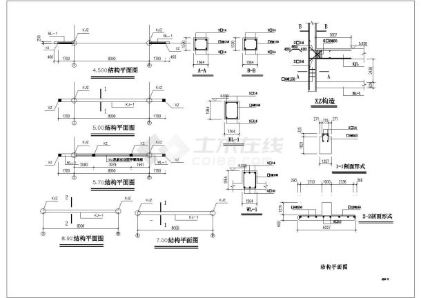 某地区混凝土结构牌坊结构设计图纸-图二