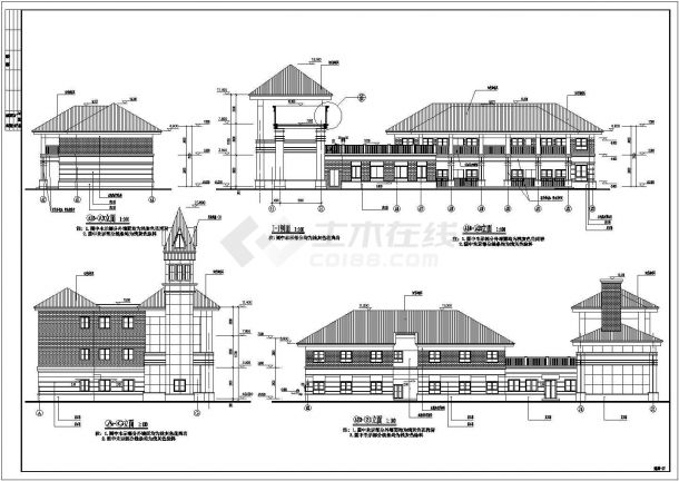 某小区三层框架结构综合楼建筑设计方案图-图二