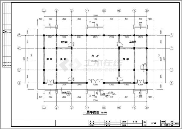 三层仿古建筑综合楼建筑设计CAD图纸-图一