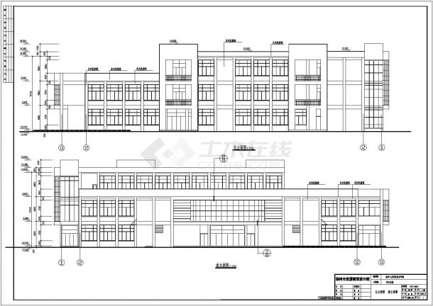 扬州某地三层框架结构食堂建筑设计施工图纸-图一