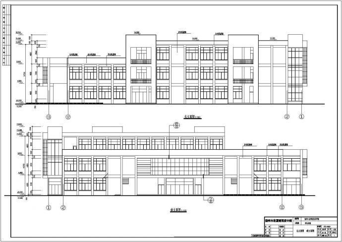 扬州某地三层框架结构食堂建筑设计施工图纸_图1
