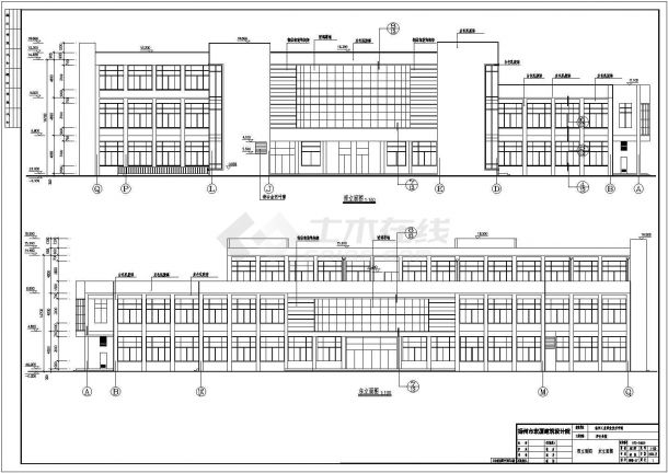 扬州某地三层框架结构食堂建筑设计施工图纸-图二