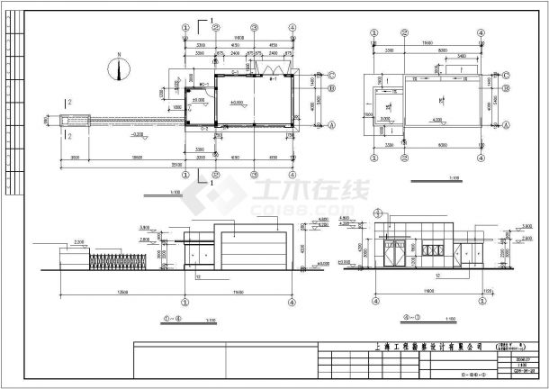 上海某轮椅厂单层砖混结构厂房门卫泵房建筑方案图（高5米）-图一