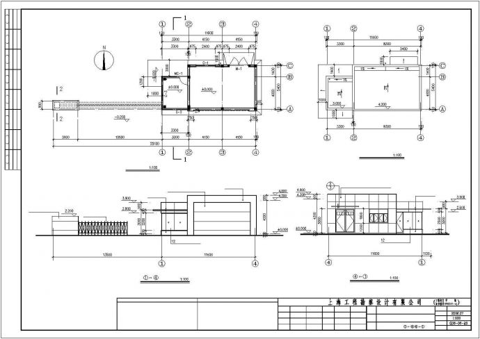上海某轮椅厂单层砖混结构厂房门卫泵房建筑方案图（高5米）_图1