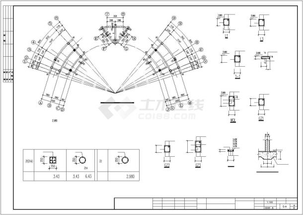 [江城]某单层框架结构南大门建筑施工图（高7米）-图一