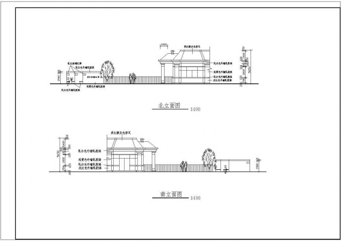 济宁市某小学单层砖混结构大门建筑方案图（高6米）_图1
