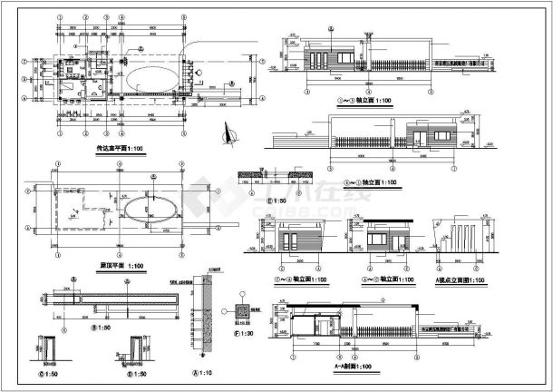 南京某液压机械制造厂单层砖混结构大门建筑方案图（高5米）-图二