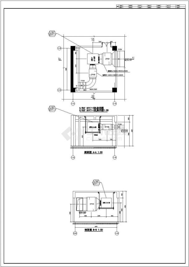 某52906㎡客运中心交通办公楼通风空调排烟系统设计施工图（风冷热泵机组机房详图多）-图二