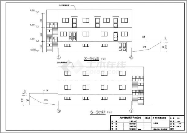 某3层钢结构办公楼建筑设计施工图-图一