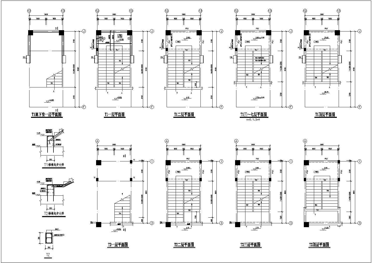 某地工程板式楼梯结构设计施工图纸