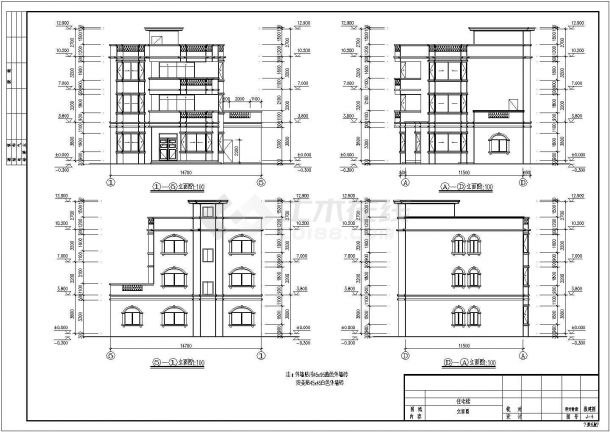 某第三层框架结构别墅建筑设计施工图纸-图一