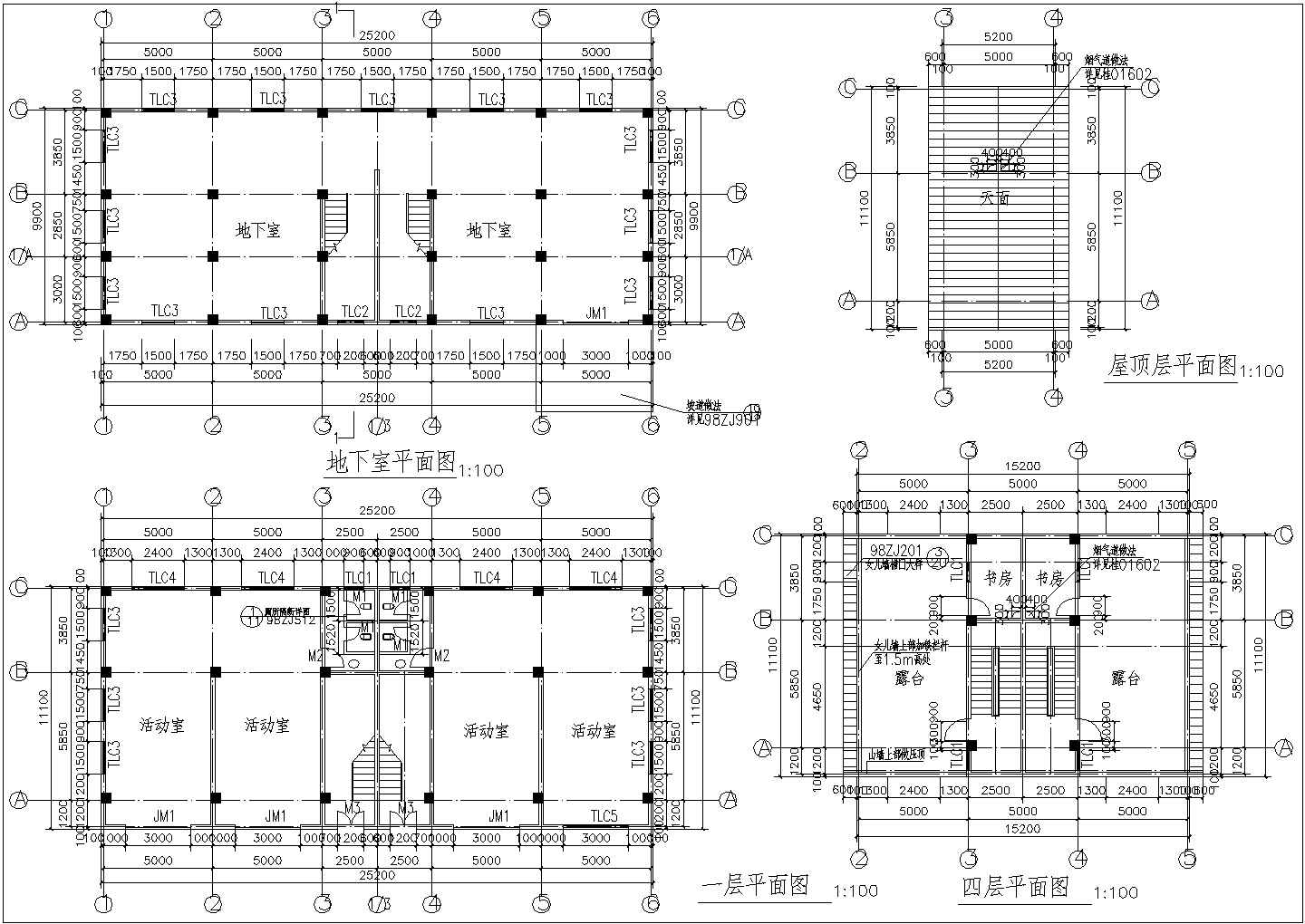 某219㎡四层框架住宅楼结构建筑施工图纸（含结构设计总说明）