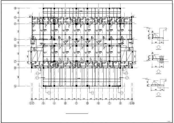 某小学五层框架食堂宿舍楼结构设计图纸（高19米）-图二