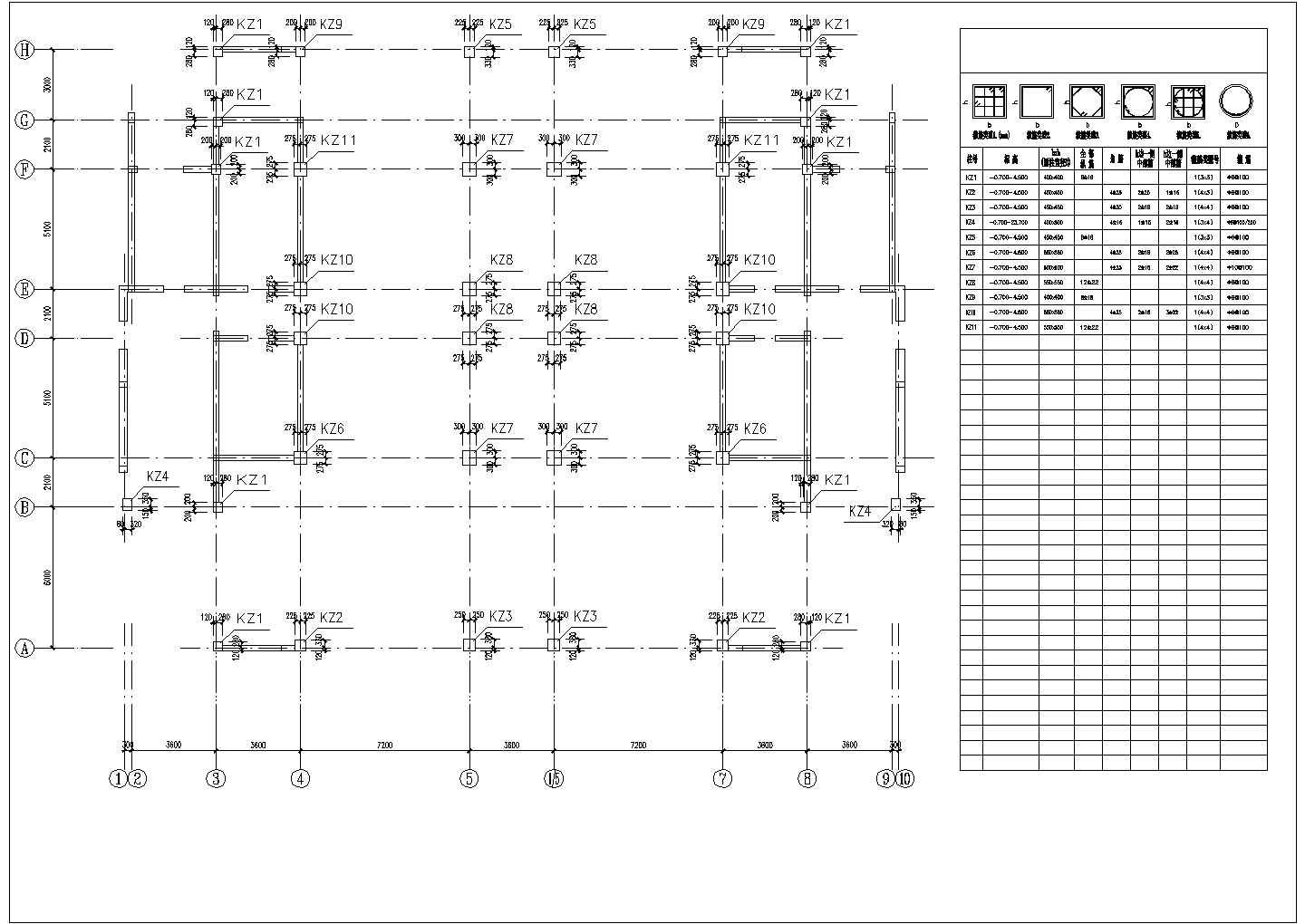 某小学五层框架食堂宿舍楼结构设计图纸（高19米）