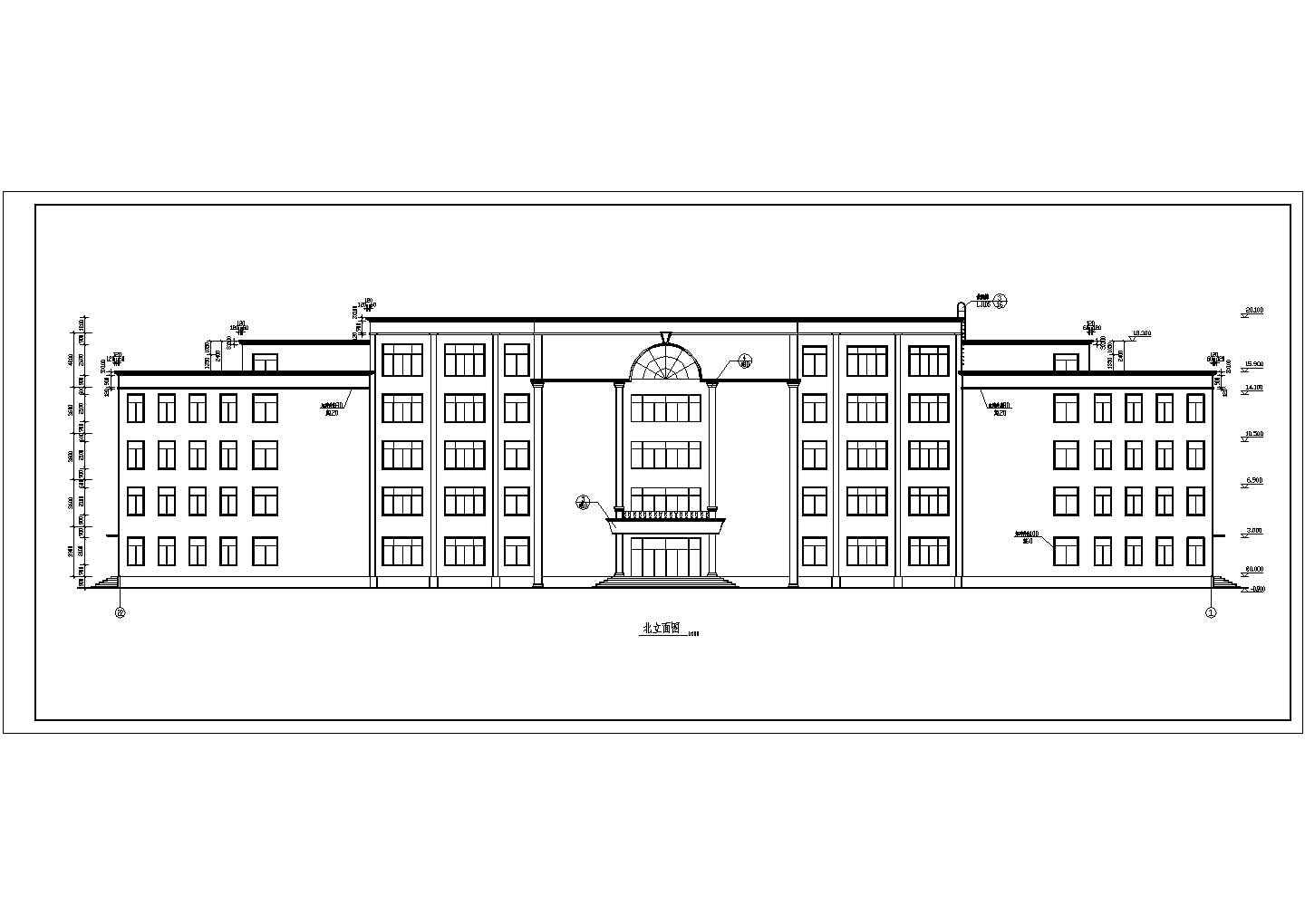 某中学五层框架结构教学楼建筑设计施工图