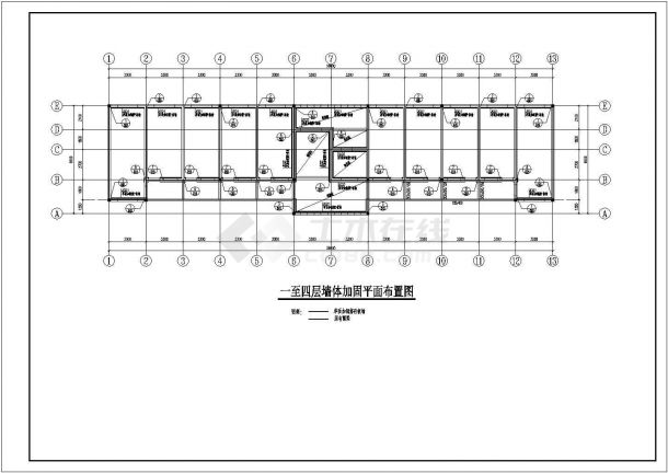 [徐州]某地上四层男生宿舍楼砖混结构加固施工图（7度抗震）-图二