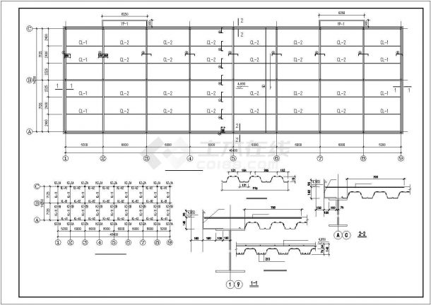 某14米地上两层钢框架宿舍结构设计图（8度抗震）-图二