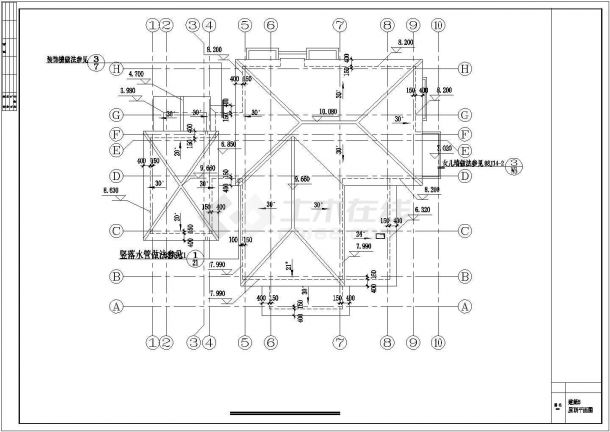 北京某地上两层框架结构住宅建筑结构图纸（8度抗震）-图一