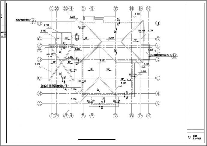北京某地上两层框架结构住宅建筑结构图纸（8度抗震）_图1