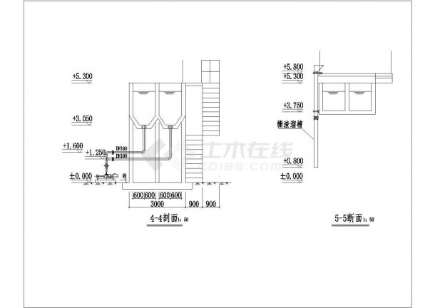 [内蒙古]某污水处理厂工艺施工设计图纸（生化污泥池、曝气生物滤池、鼓风机房）-图二