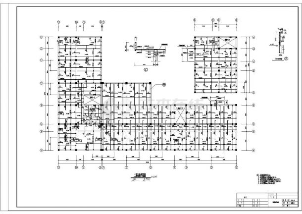 3500平方米三层框架办公楼建筑结构全套施工图纸-图二