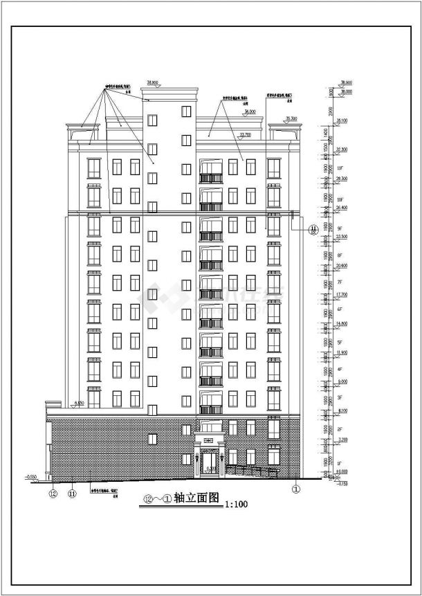 某地11层剪力墙结构商住楼建筑设计方案图-图二