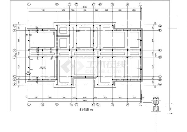 某8米跨三层砖木结构临时建筑结构设计图（6度抗震）-图二