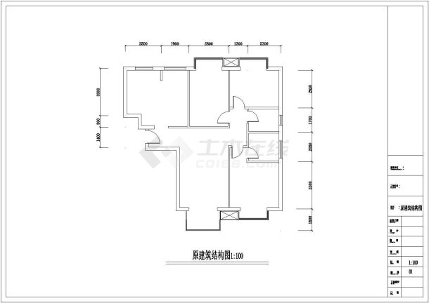 某三室两厅两卫室内装修设计施工图-图一