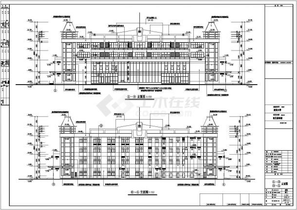 复旦大学5层框架结构食堂建筑设计施工图-图一