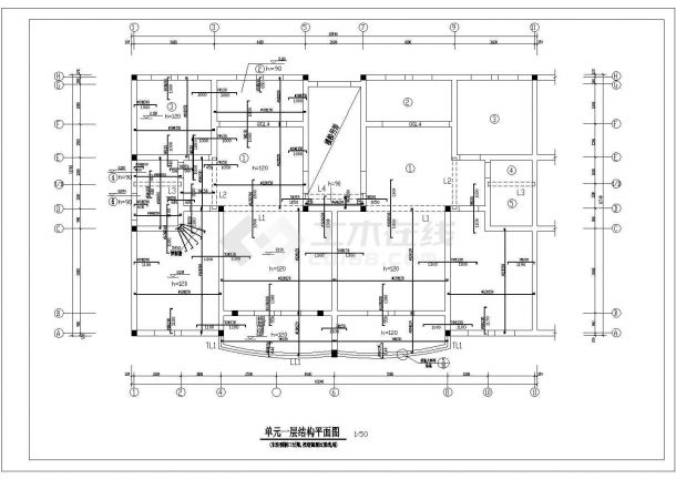 某六层砌体结构砖混住宅结构设计施工图-图一