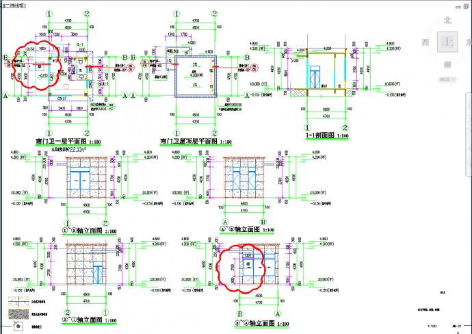 河瓶县某实验学校南门传达室--建筑CAD图纸_图1