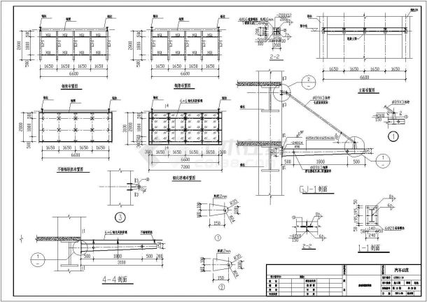 33m双跨门钢结构4s店结构设计施工图（含建施）-图一