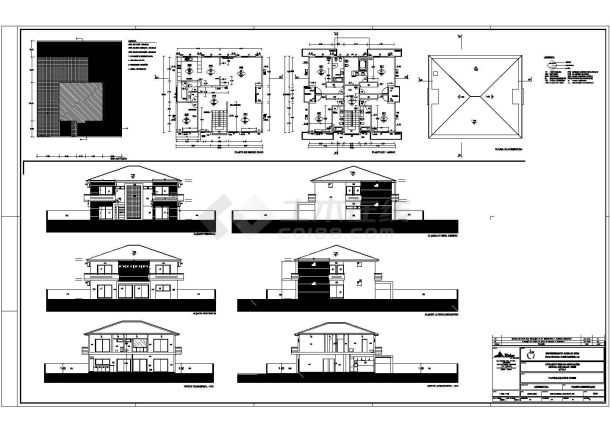 某国外两层砖混结构住宅建筑设计施工图纸-图一
