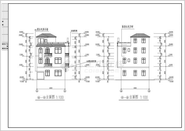 某地四层框架结构私人住宅建筑设计施工图纸-图二