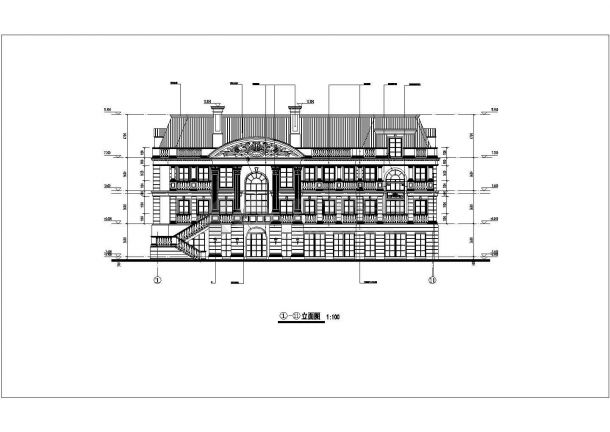 某地两层带地下室欧式风格别墅建筑设计方案图-图二