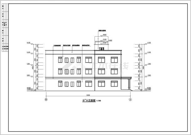 某地三层框架结构病房楼建筑设计施工图纸-图一