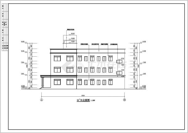 某地三层框架结构病房楼建筑设计施工图纸-图二