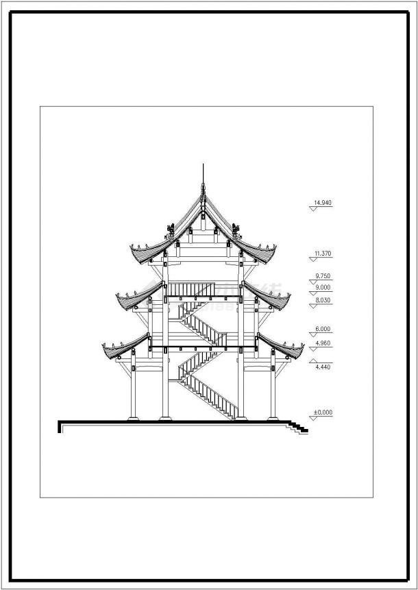 [河北]圆顶古寺宝殿建筑设计施工图-图一